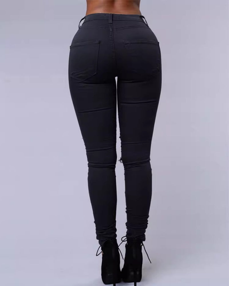 Damen Figurbetonte Destroyed-Hose