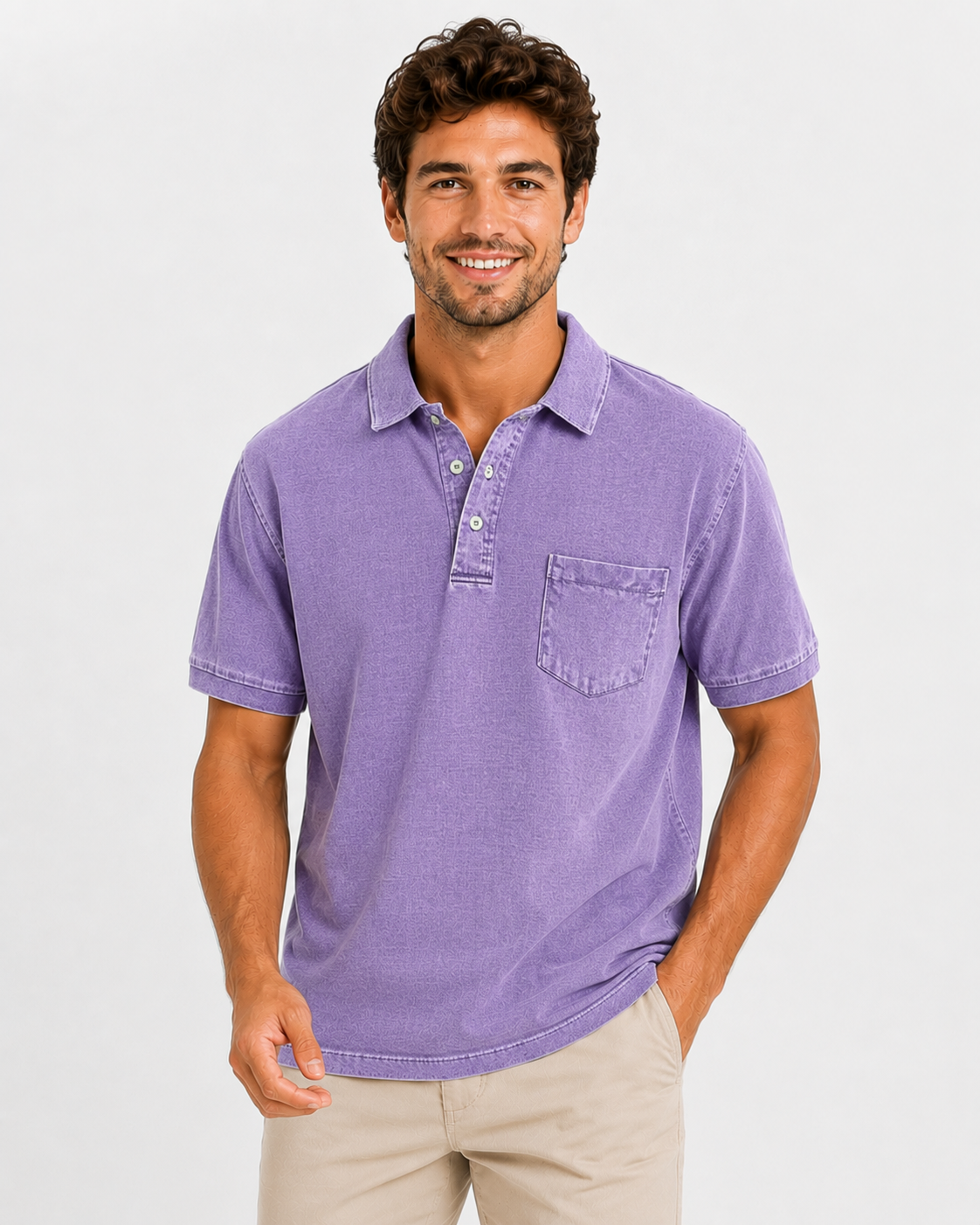 Kaufberg | Herren Baumwoll-Denim Polo mit kurzen Ärmeln