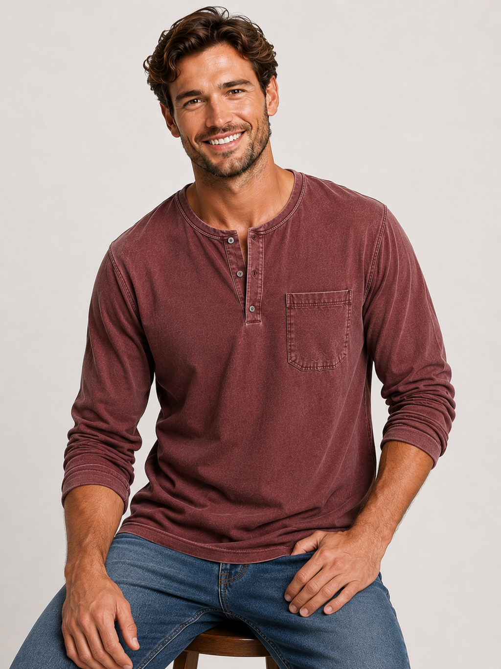 Kaufberg | Herren Henley Langarmshirt