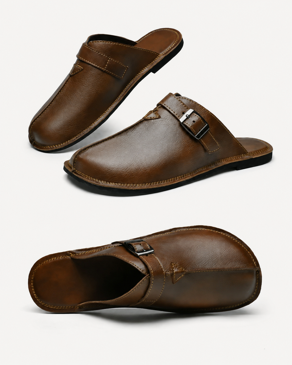 Jasper | Herren Freizeit Sommer Leder Halbsandalen