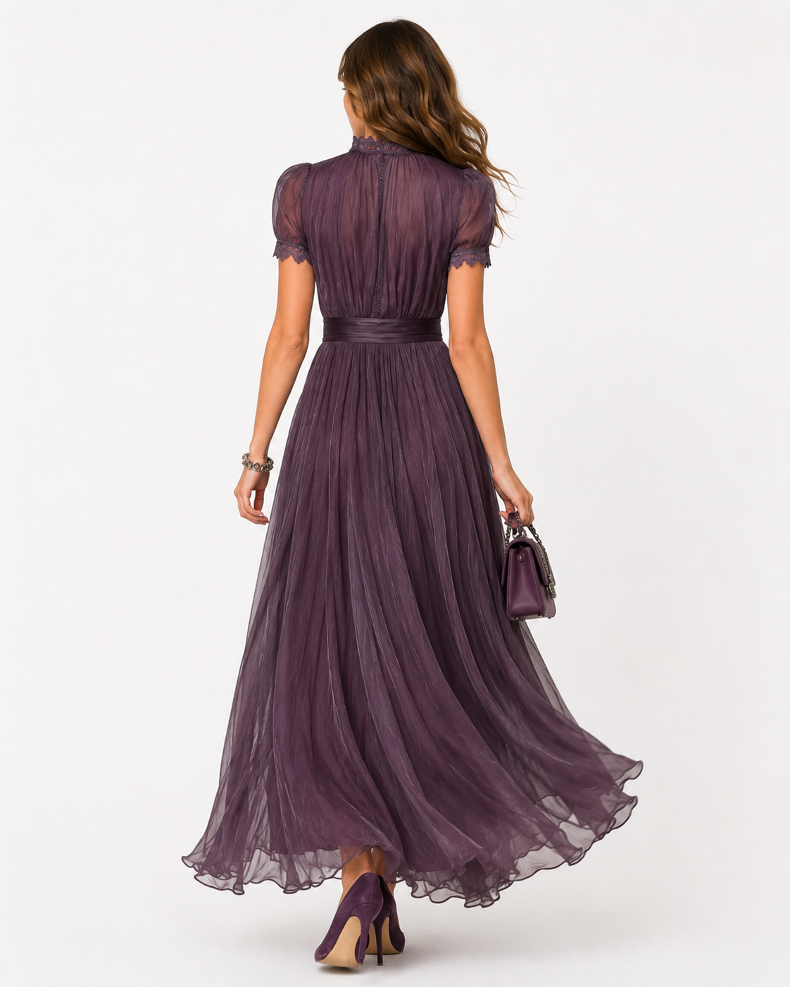 Kaufberg | Lila Damen O-Ausschnitt Partykleid