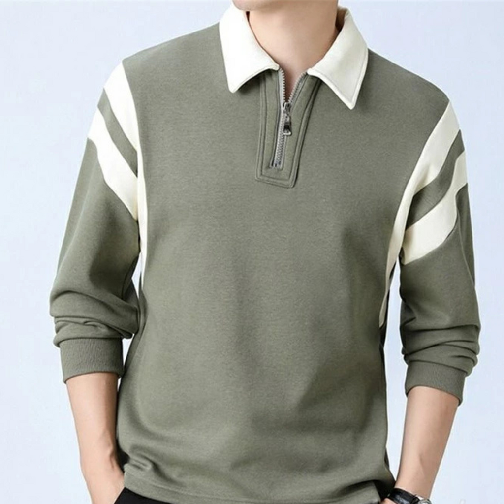 Valorl | Strukturweg Langarm Polo-Shirt