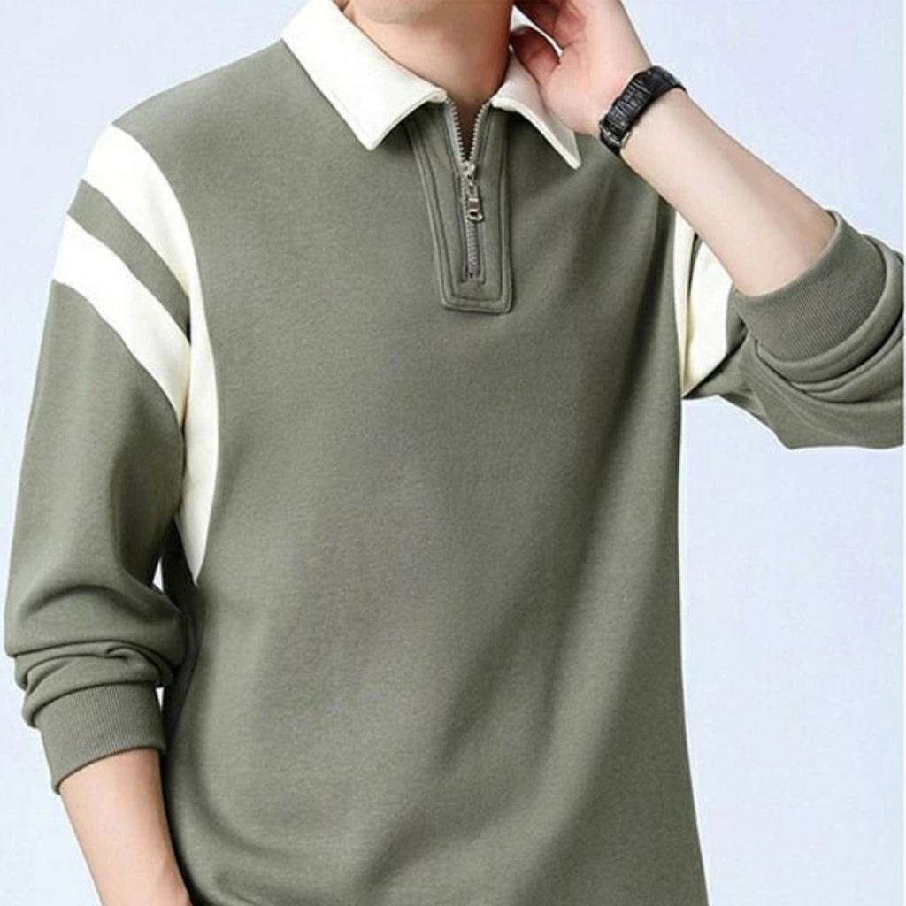 Valorl | Strukturweg Langarm Polo-Shirt