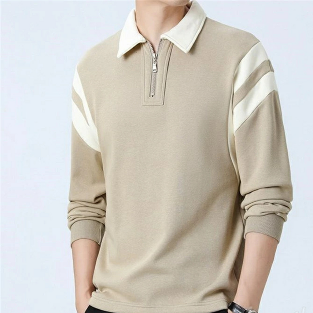Valorl | Strukturweg Langarm Polo-Shirt