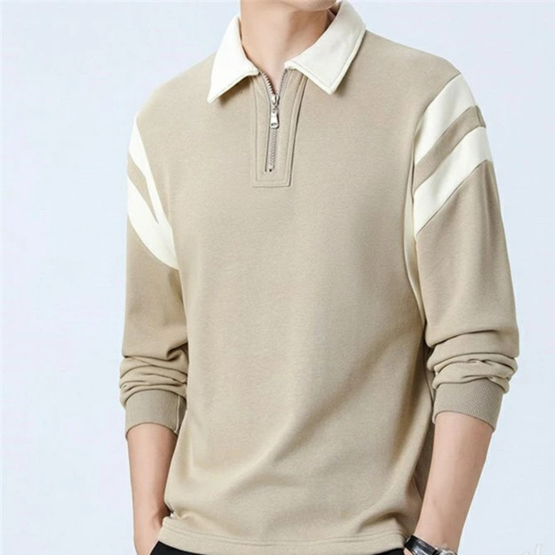 Valorl | Strukturweg Langarm Polo-Shirt