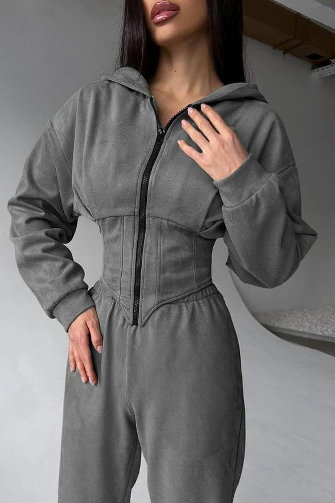 Damen Hoodie-Set – Gemütlicher Zweiteiler mit verstellbaren Kordelzügen