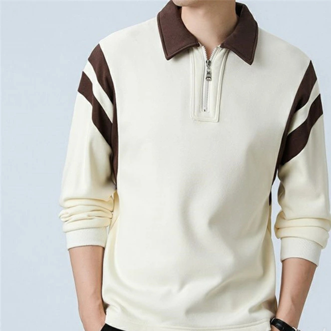Valorl | Strukturweg Langarm Polo-Shirt