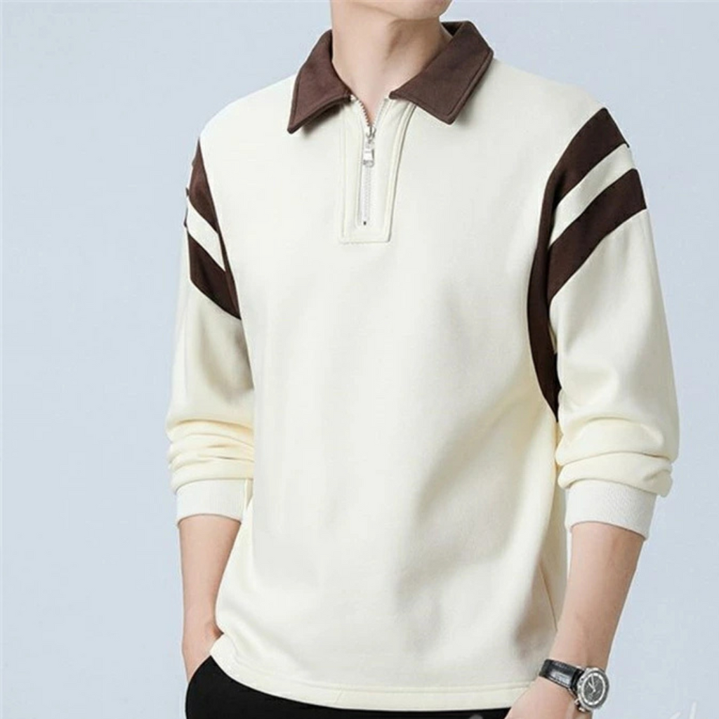 Valorl | Strukturweg Langarm Polo-Shirt