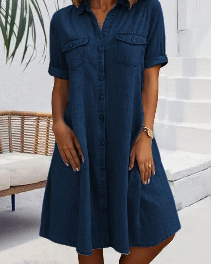 Miraina | Kurzärmeliges Denim-Kleid