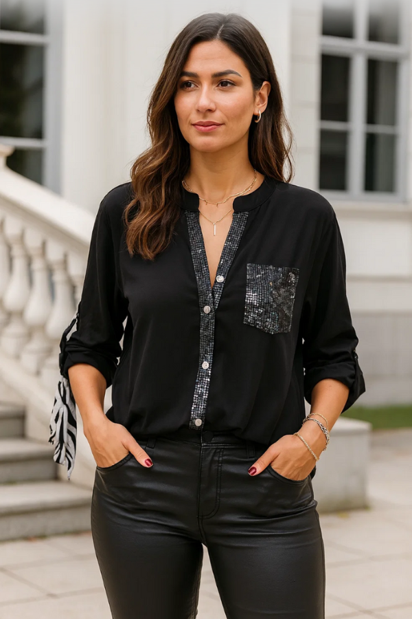Roiaella | Lässiges Top mit Pailletten-Details
