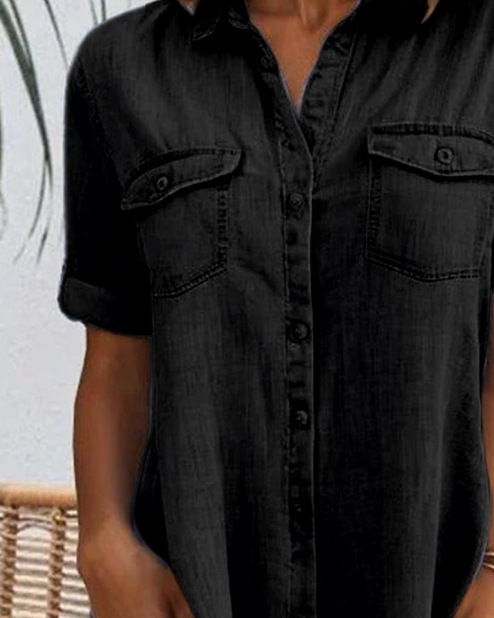 Miraina | Kurzärmeliges Denim-Kleid
