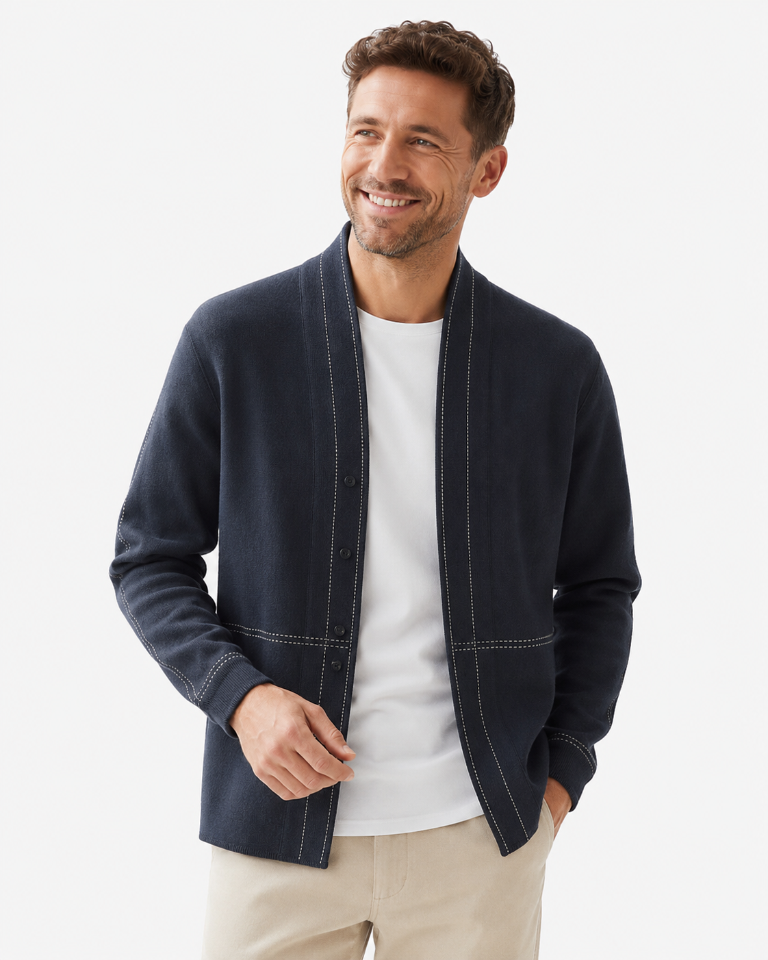Kaufberg | Eleganter Sweatermantel mit klassischem V-Ausschnitt