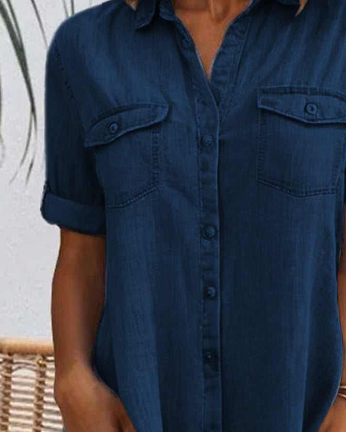 Miraina | Kurzärmeliges Denim-Kleid