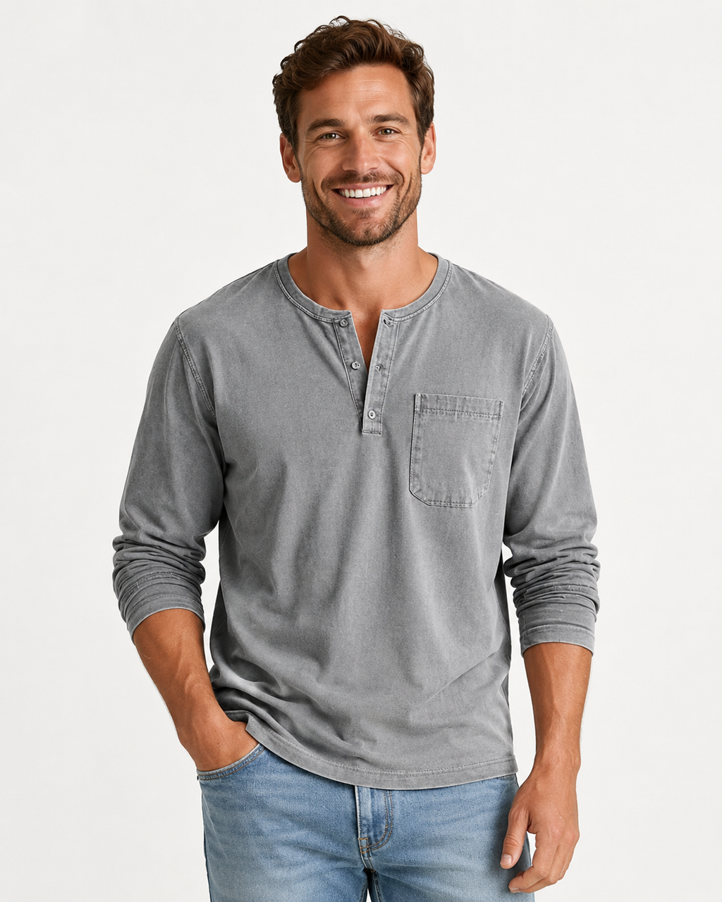 Kaufberg | Herren Henley Langarmshirt