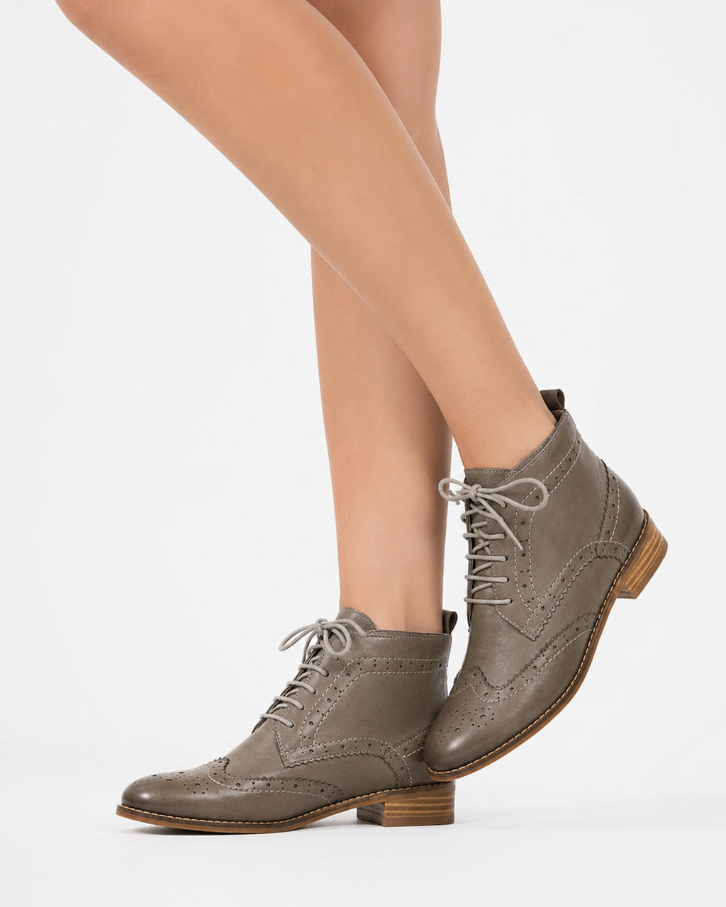 Kimora | Damen Fliegende Leder Brogue Stiefel Knöchelhoch Mode