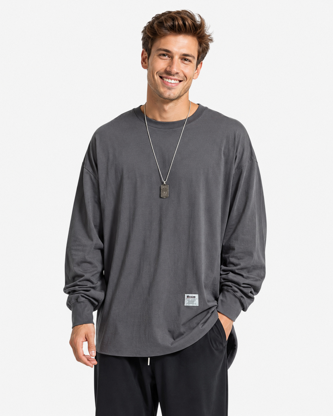 Kaufberg | Verdicktes Langarm-T-Shirt Lässiger Lockere Schnitt