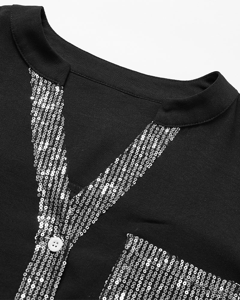 Roiaella | Lässiges Top mit Pailletten-Details