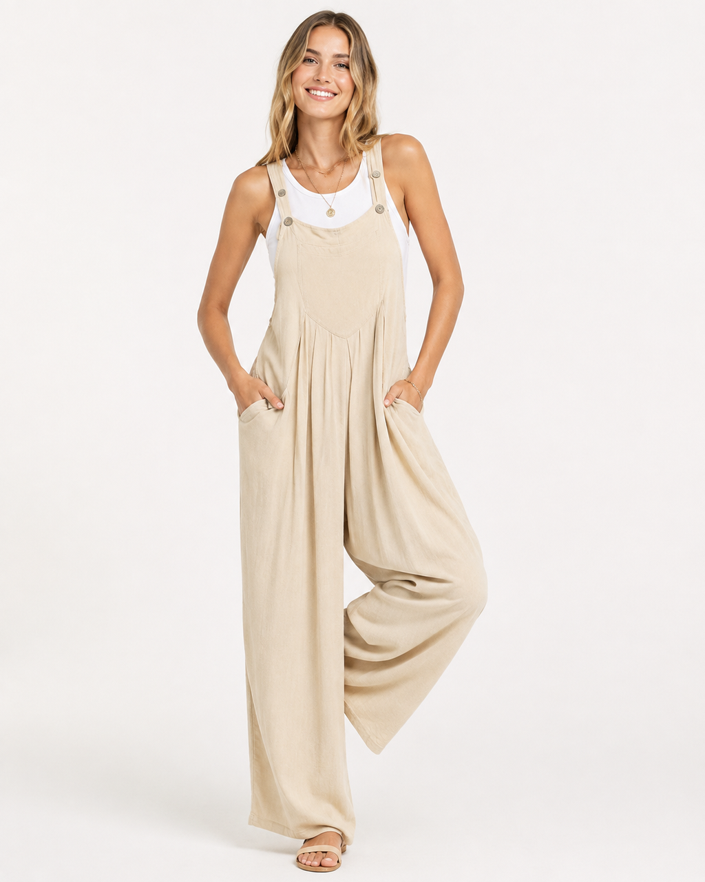 Kaufberg | Einfarbiger, lockerer Jumpsuit mit weitem Bein