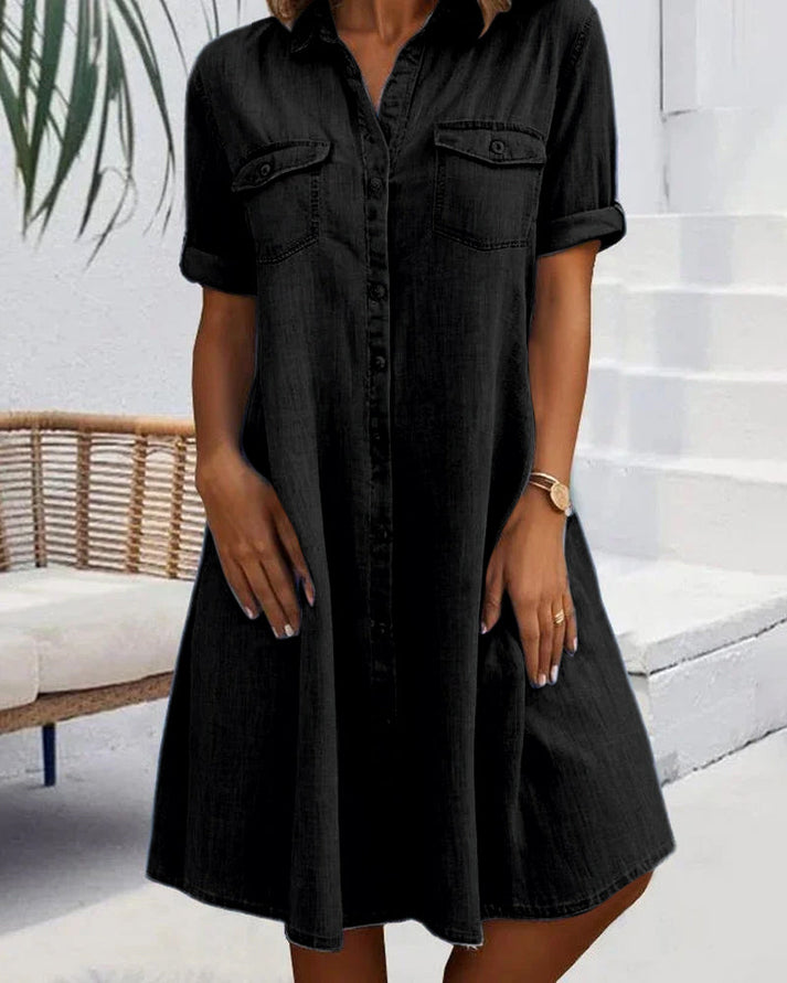 Miraina | Kurzärmeliges Denim-Kleid