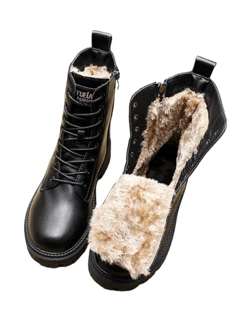 Andrea™ - Schwarze Winterstiefel aus Kunst-Leder