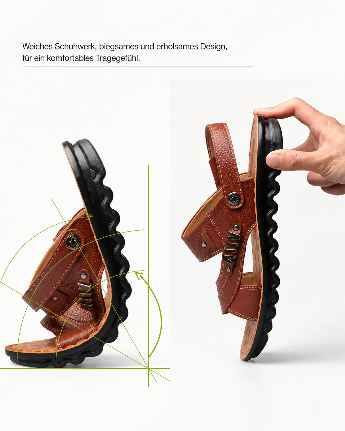 Kaufberg | Herren Strand Sandalen Echtes Leder