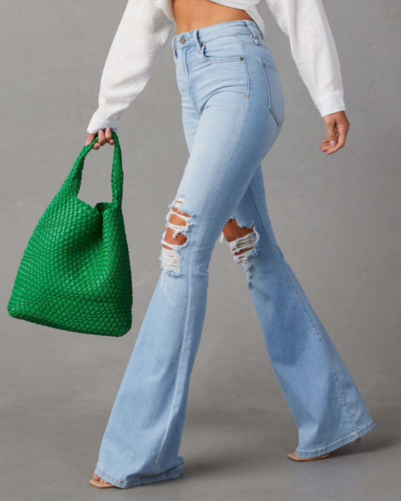 Damen Schlagjeans mit Rissen