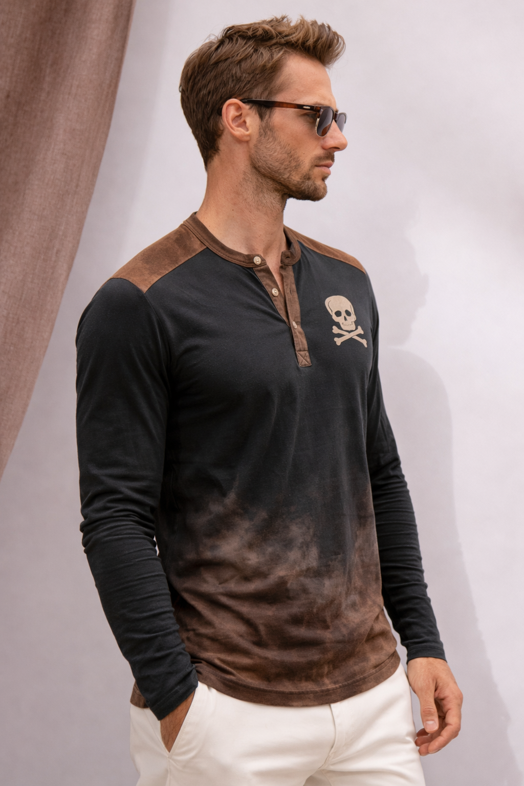 Felorus | Lässiges Henley-Langarm-T-Shirt