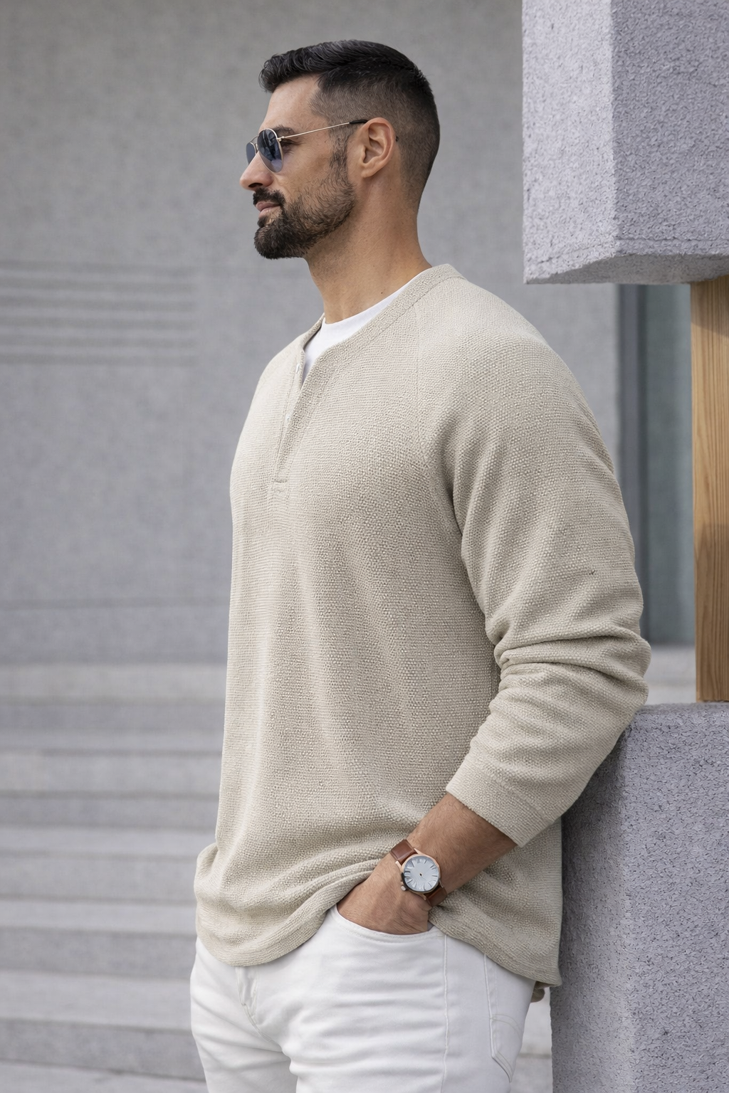 Rafaro | Langärmliges Henley-Shirt mit bequemer Passform