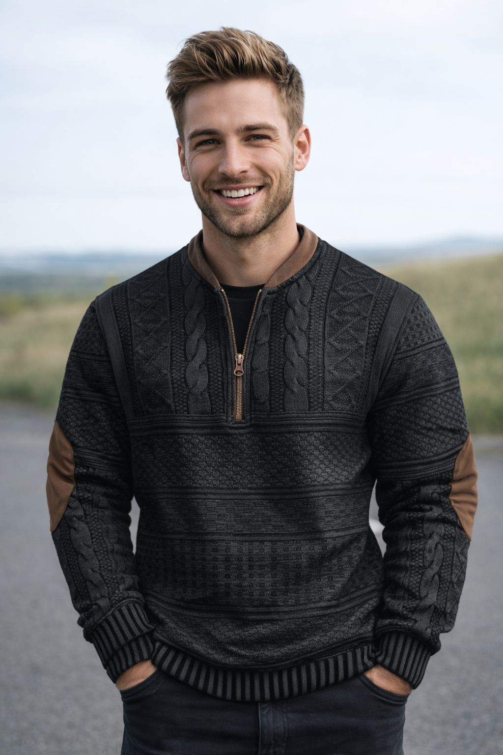 Benenn | Strickpullover mit Reißverschlussdetail