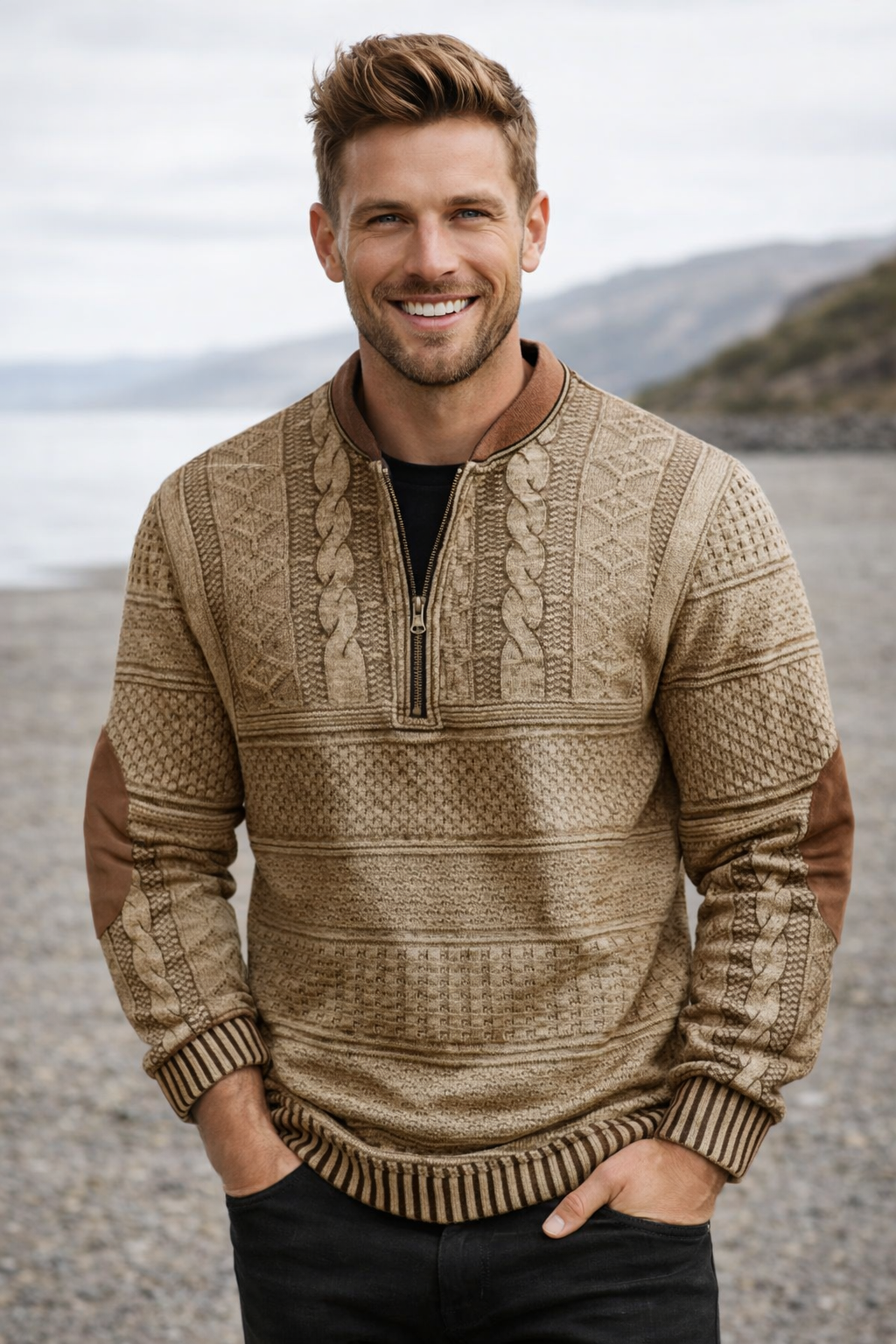 Benenn | Strickpullover mit Reißverschlussdetail