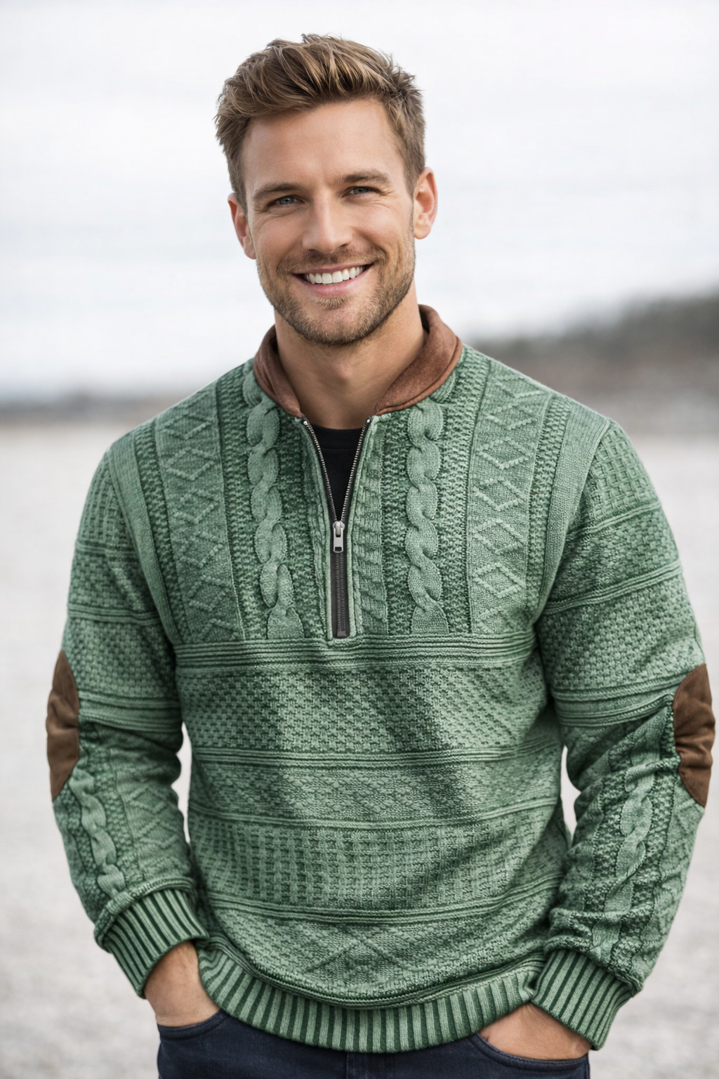 Benenn | Strickpullover mit Reißverschlussdetail