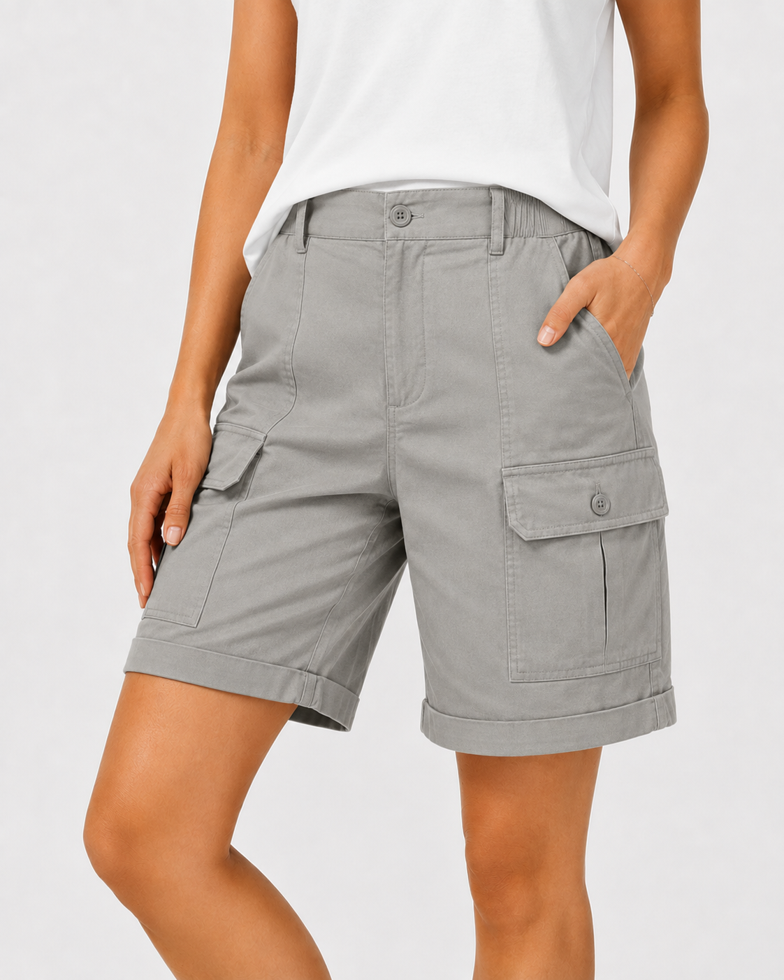 Kamila | Damen Sommer Freizeit Elastische Hohe Jorts