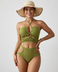 Avery |  Einfarbiger Hochgeschnittener Bikini Badeanzug