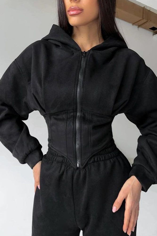 Damen Hoodie-Set – Gemütlicher Zweiteiler mit verstellbaren Kordelzügen