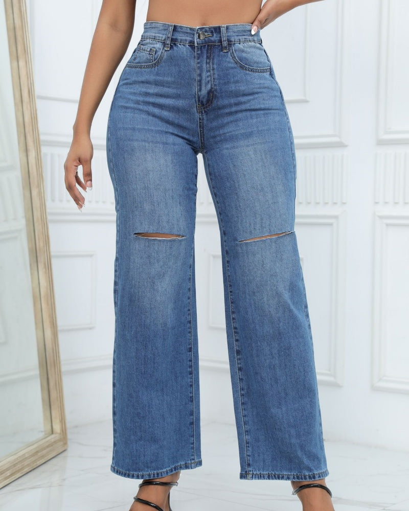 Damen Locker Geschnittene Denim-Jeans