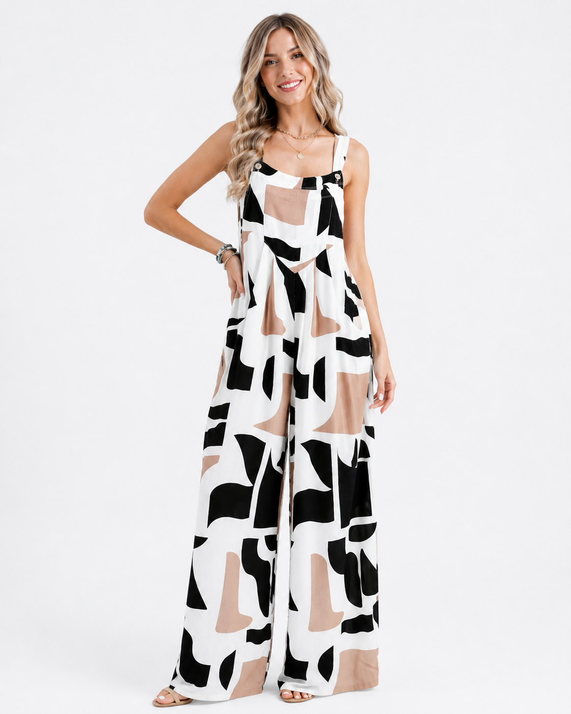 Kaufberg | Ärmelloser Bedruckter Jumpsuit Mit Tasche