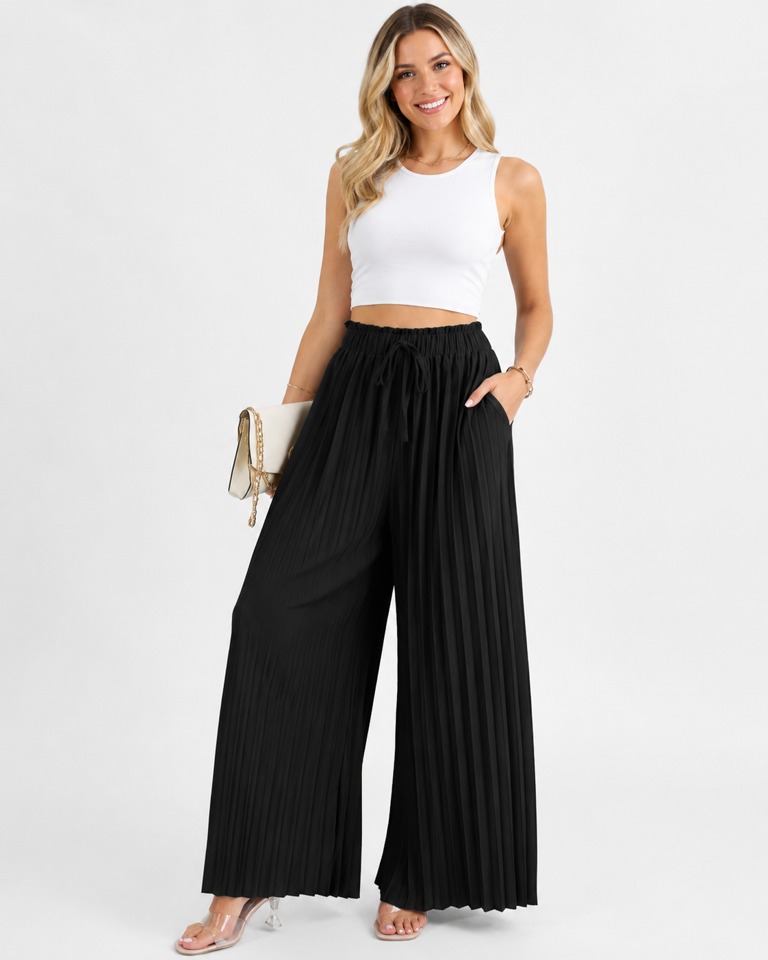 Sommerhose Plissierte Weite Beinhosen