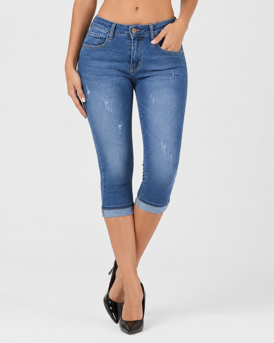 Isadora | Sommer Slim Fit Vielseitige Damen Denim Capri-Hosen