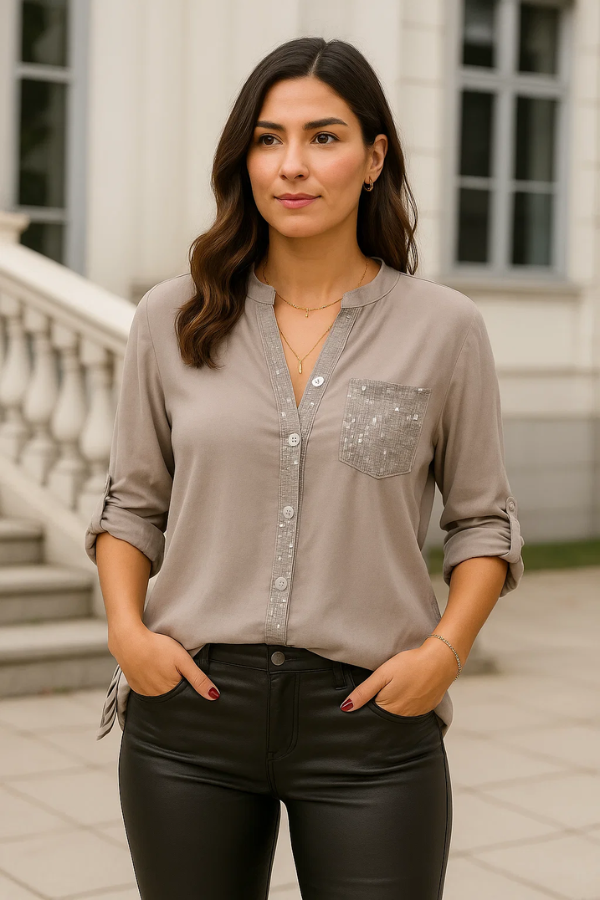Roiaella | Lässiges Top mit Pailletten-Details