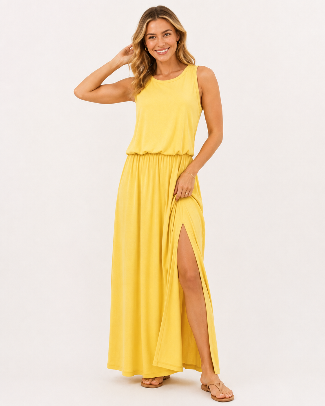 Kaufberg | Übergroßes, solides Schlitzkleid