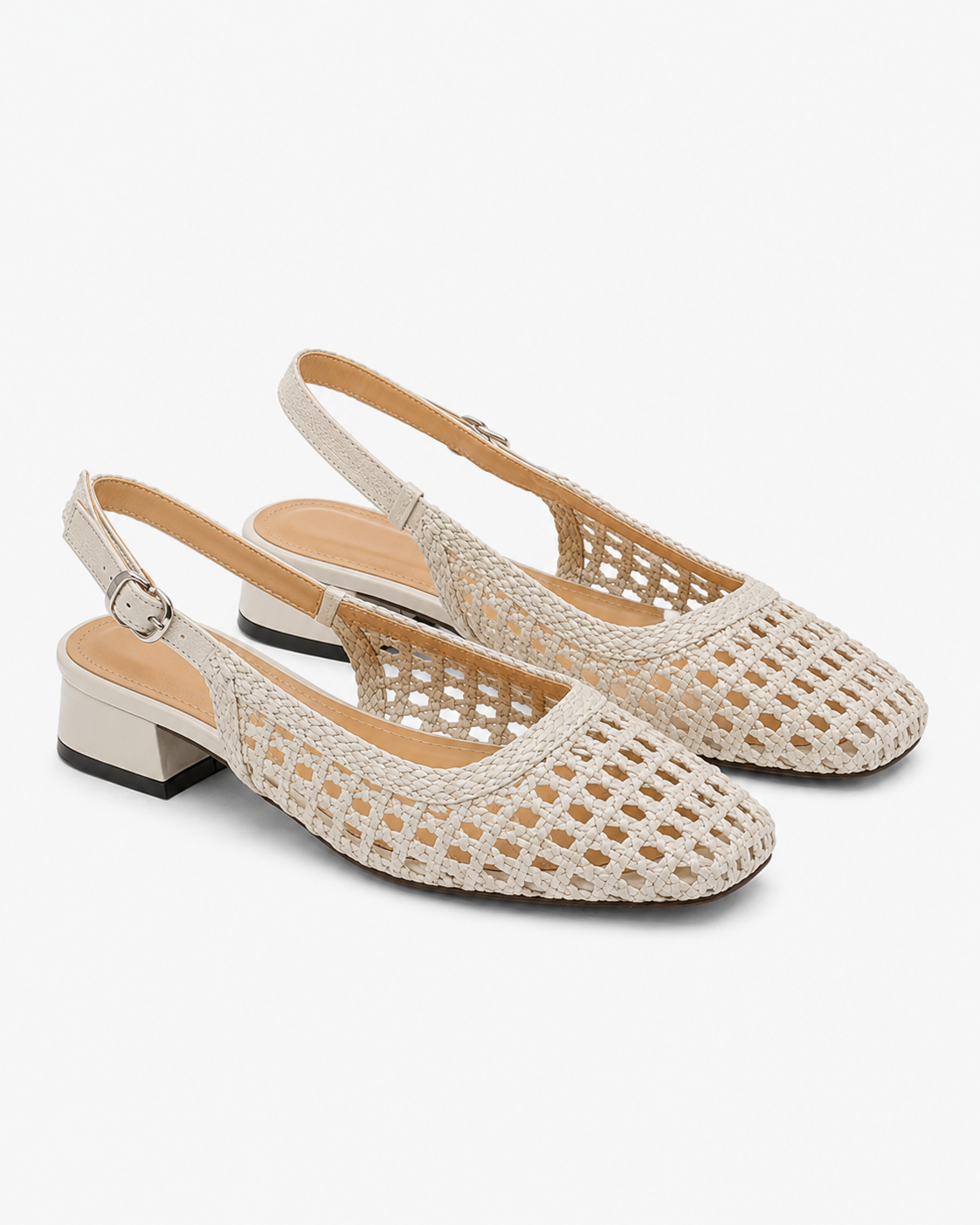 Kaufberg | Mid-Heel-Schuhe mit dicken Absätzen und hohlem Geflecht