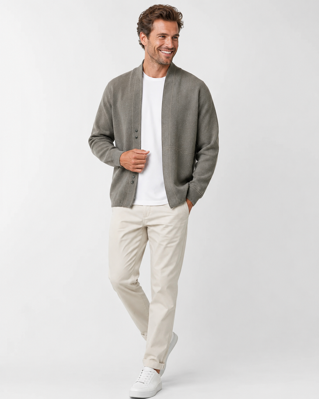 Kaufberg | Eleganter Sweatermantel mit klassischem V-Ausschnitt
