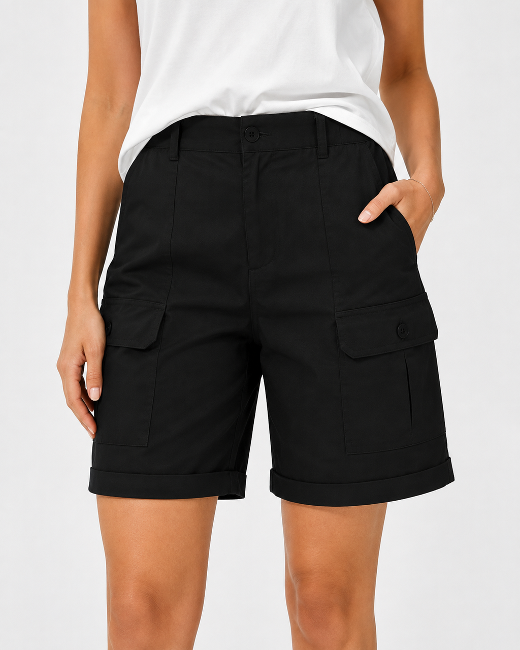 Kamila | Damen Sommer Freizeit Elastische Hohe Jorts