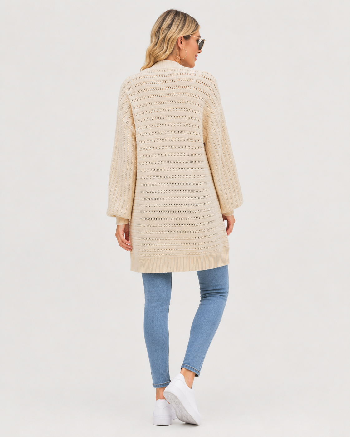 Lucki | Locker sitzender offener Strickcardigan mit langen Ärmeln