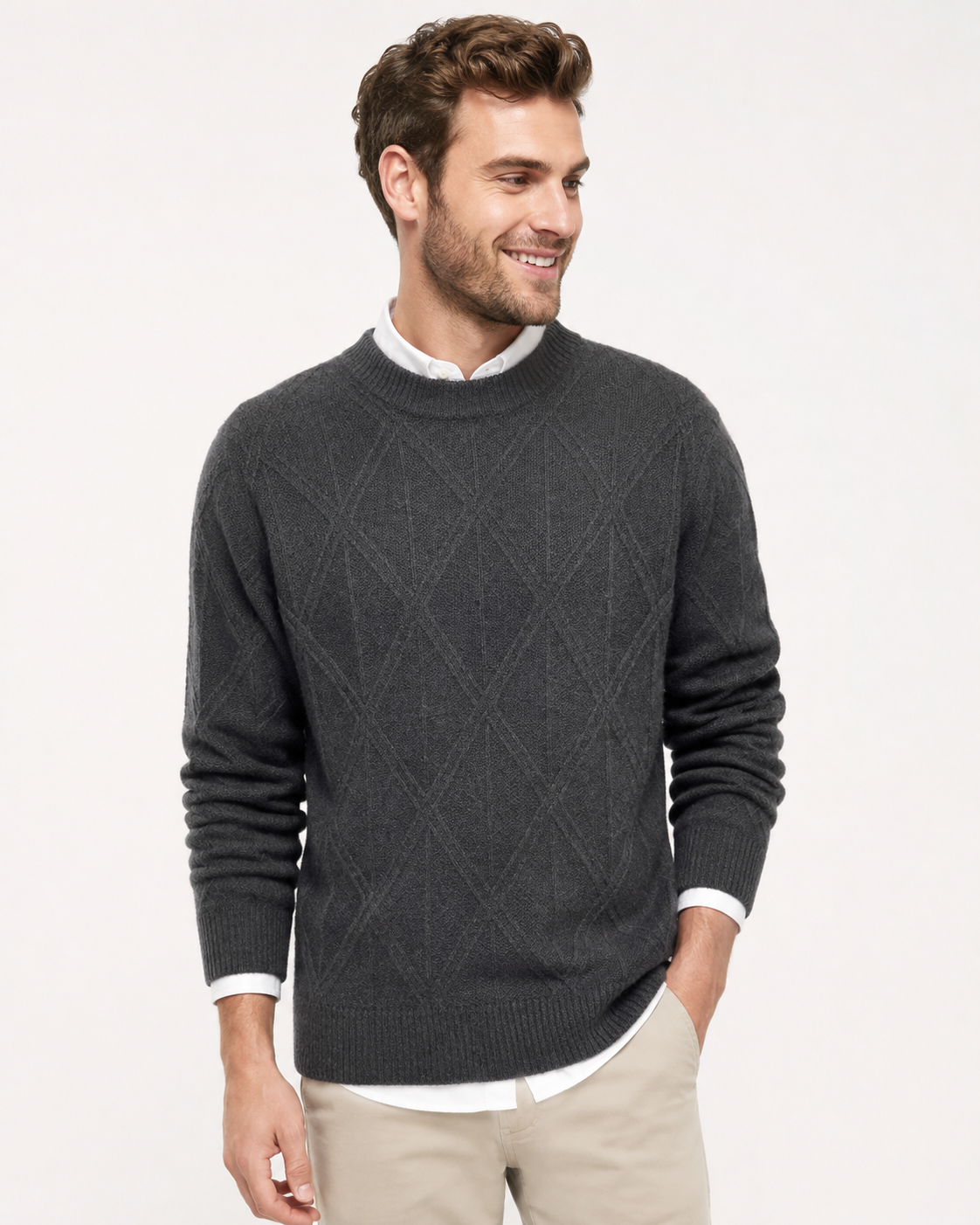 Kaufberg | Rundhals-Diamantmuster Strickpullover