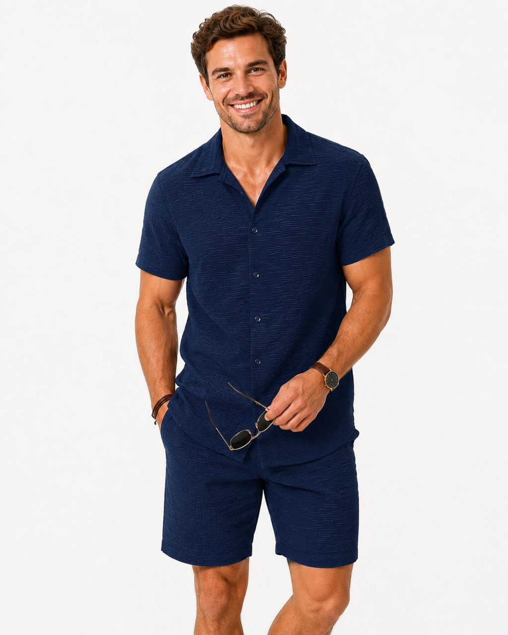 Kaufberg | Herren Zweiteiliges Kurzarm-Jacquard-Set
