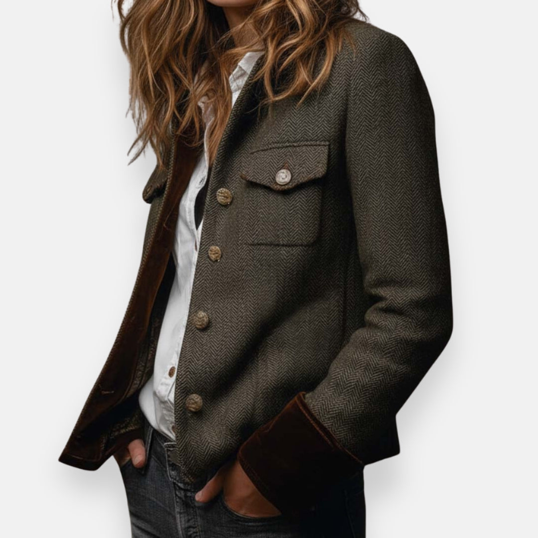 Corrie | Tweedjacke mit Samtdetails