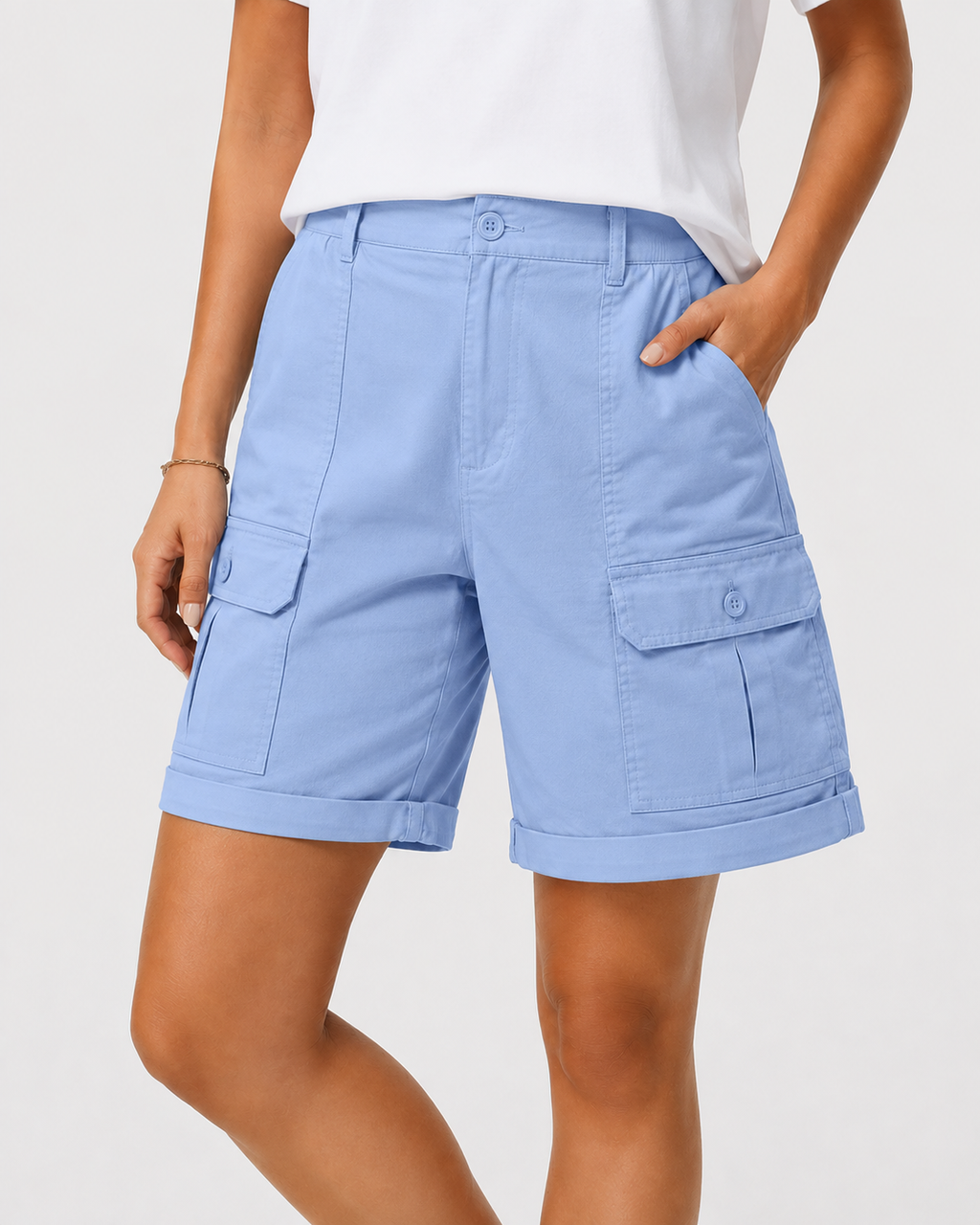Kamila | Damen Sommer Freizeit Elastische Hohe Jorts