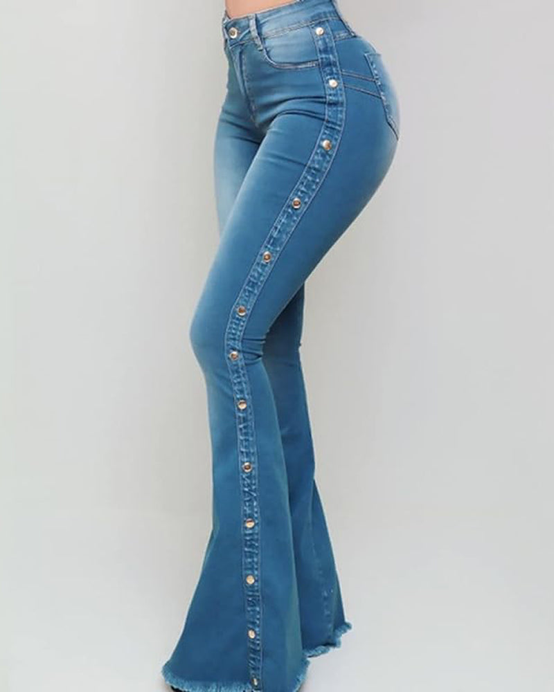 Damen Jeans mit Elastischem Reissverschluss
