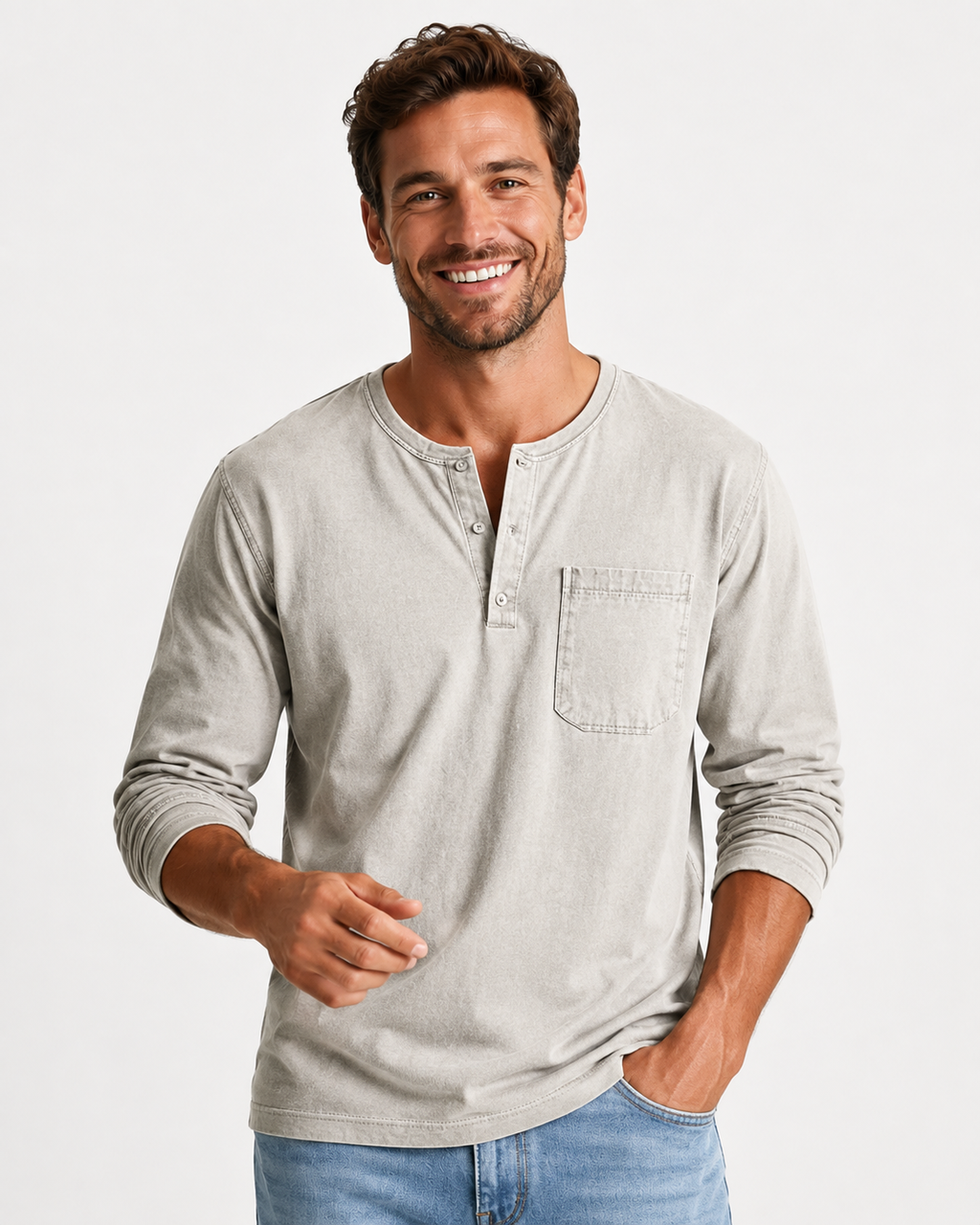 Kaufberg | Herren Henley Langarmshirt